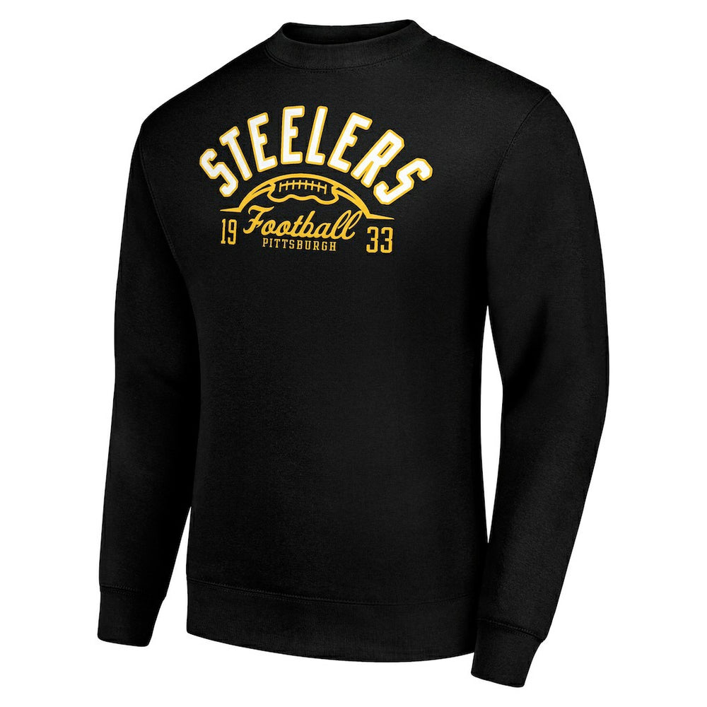Pittsburgh Steelers Starter Half Ball Team Graphic Tri-Blend Fleece Pullover Sweatshirt Black | NFL