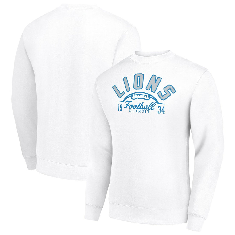 Detroit Lions Starter Half Ball Team Graphic Tri-Blend Fleece Pullover Sweatshirt White | NFL