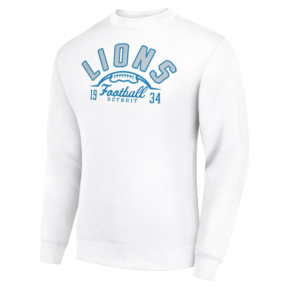Detroit Lions Starter Half Ball Team Graphic Tri-Blend Fleece Pullover Sweatshirt White | NFL