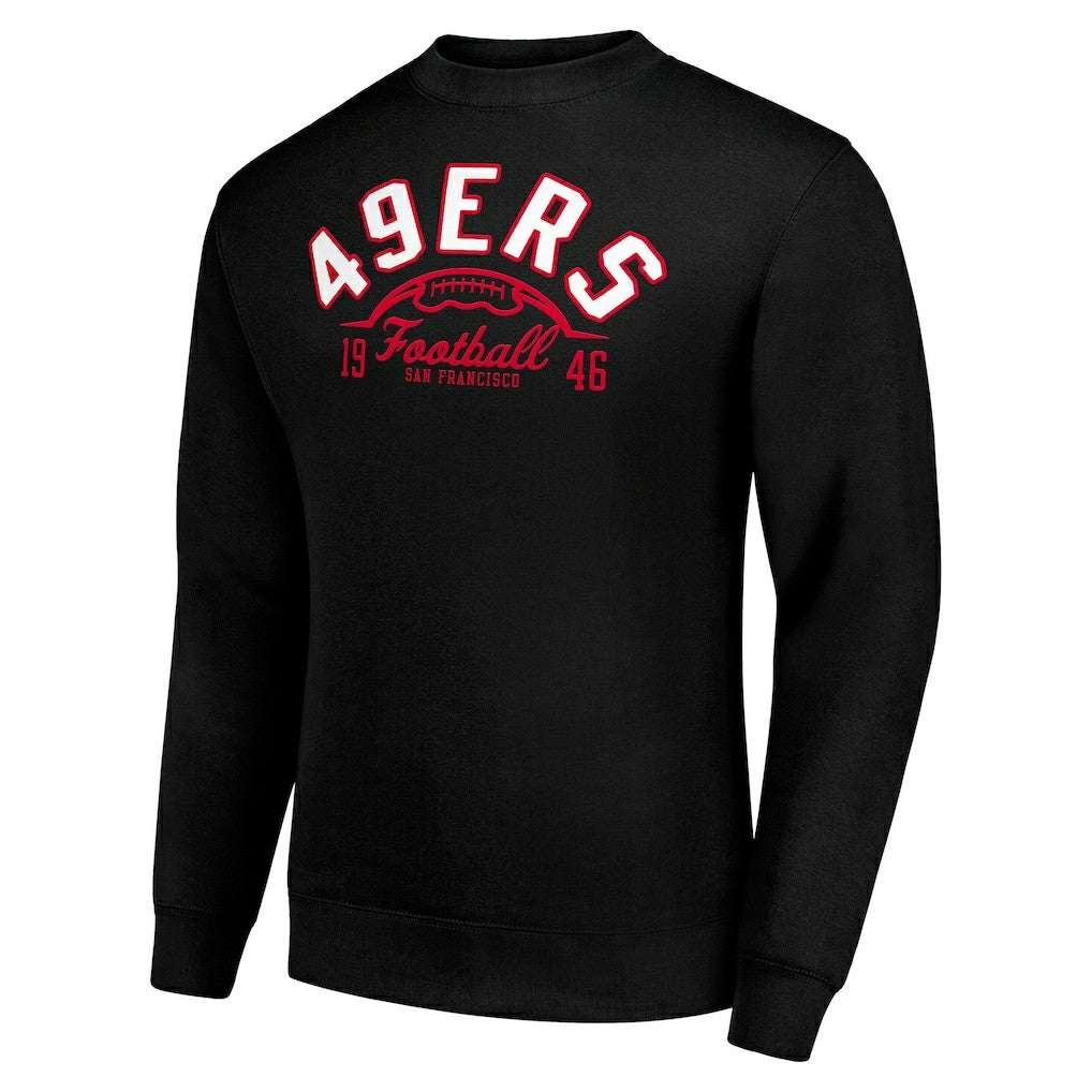 San Francisco 49ers Starter Half Ball Team Graphic Tri-Blend Fleece Pullover Sweatshirt Black | NFL