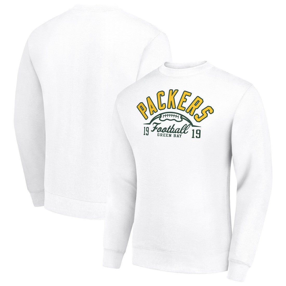 Green Bay Packers Starter Half Ball Team Graphic Tri-Blend Fleece Pullover Sweatshirt White | NFL