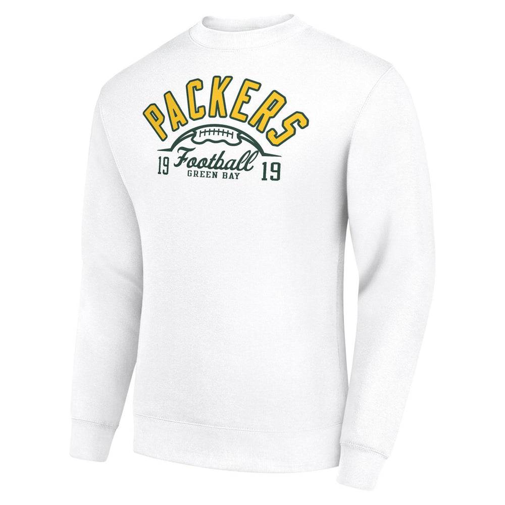 Green Bay Packers Starter Half Ball Team Graphic Tri-Blend Fleece Pullover Sweatshirt White | NFL