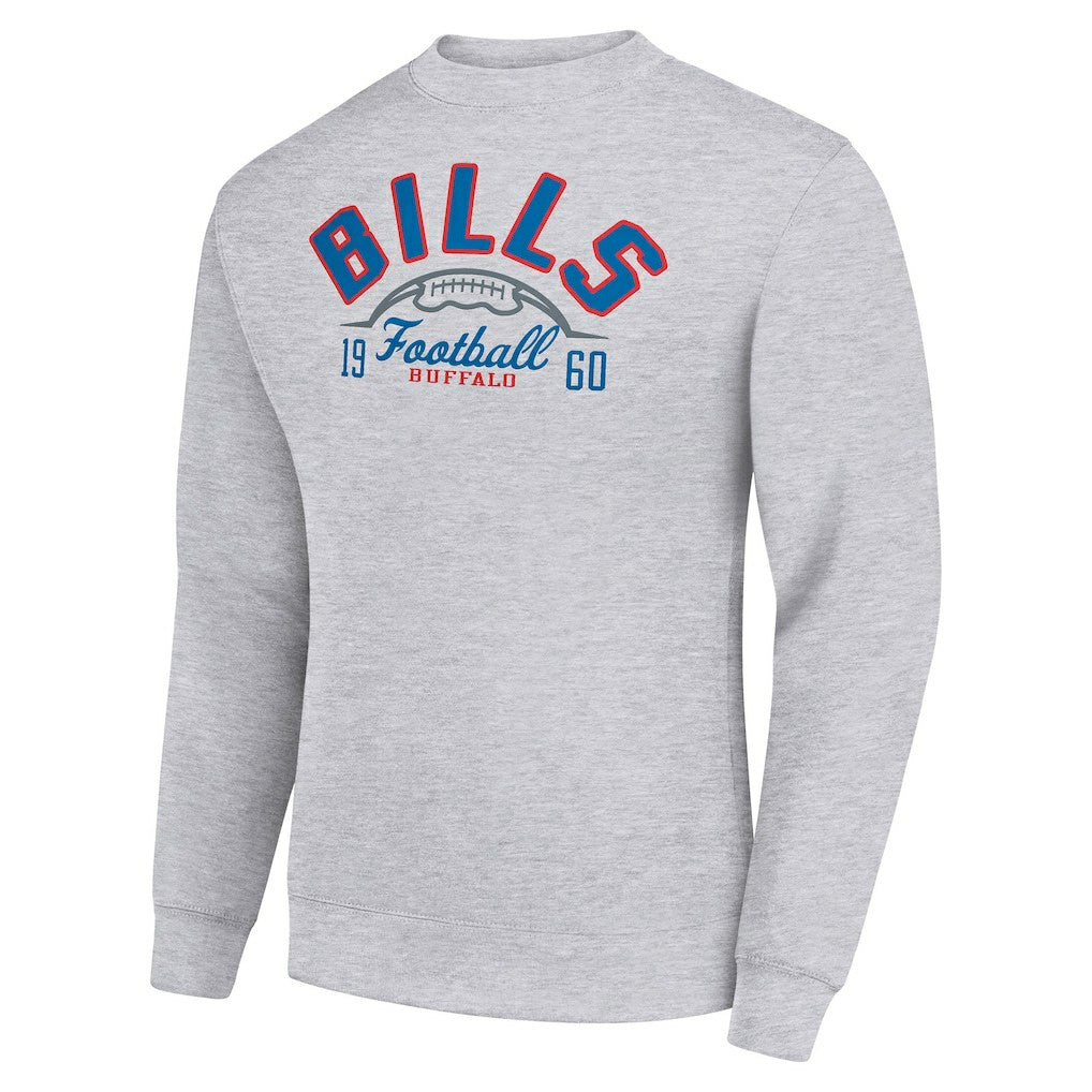 Buffalo Bills Starter Half Ball Team Graphic Tri-Blend Fleece Pullover Sweatshirt Heather Gray | NFL