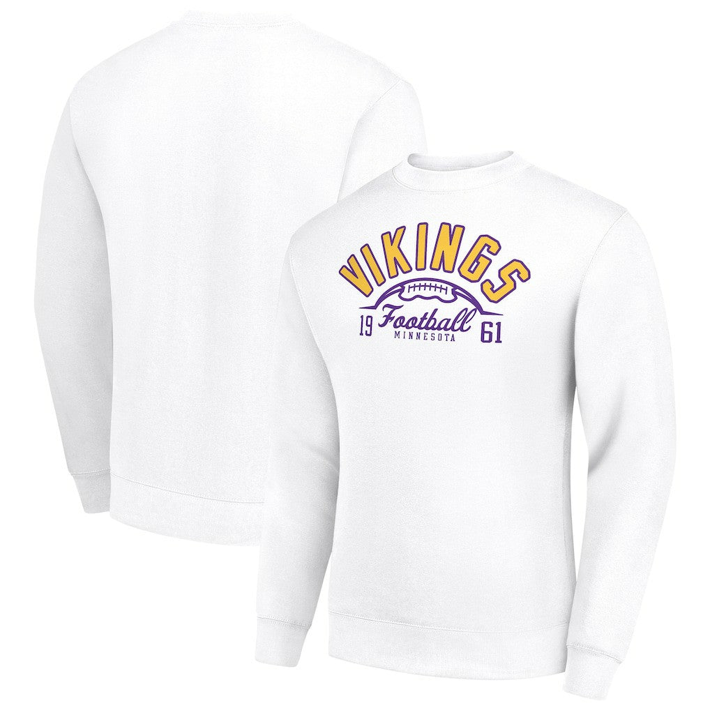 Minnesota Vikings Starter Half Ball Team Graphic Tri-Blend Fleece Pullover Sweatshirt White | NFL