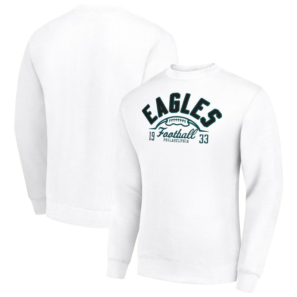 Philadelphia Eagles Starter Half Ball Team Graphic Tri-Blend Fleece Pullover Sweatshirt White | NFL