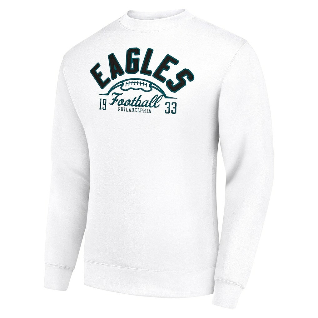 Philadelphia Eagles Starter Half Ball Team Graphic Tri-Blend Fleece Pullover Sweatshirt White | NFL