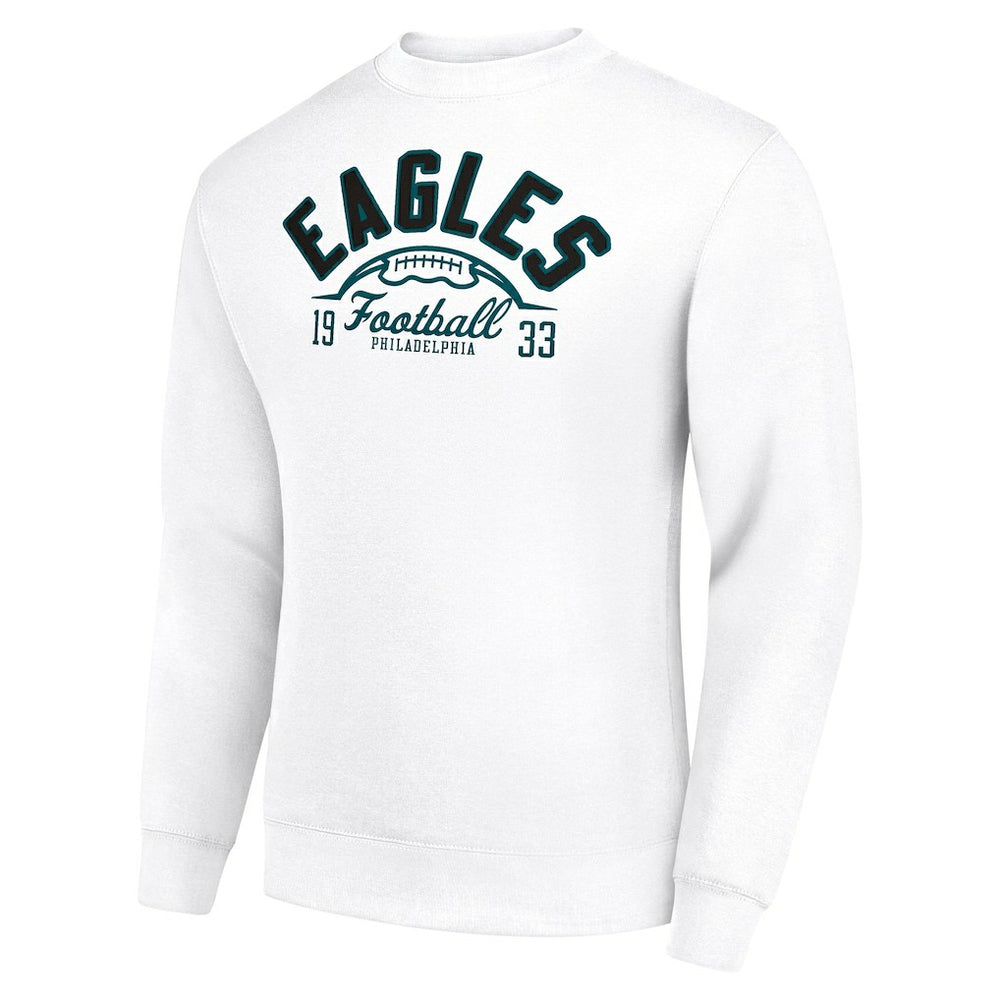 Philadelphia Eagles Starter Half Ball Team Graphic Tri-Blend Fleece Pullover Sweatshirt White | NFL