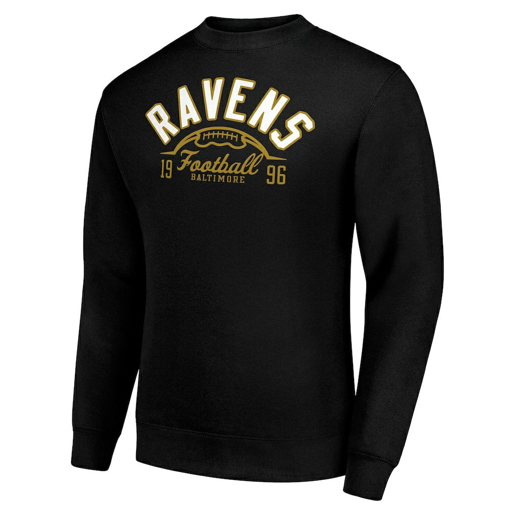 Baltimore Ravens Starter Half Ball Team Graphic Tri-Blend Fleece Pullover Sweatshirt Black | NFL