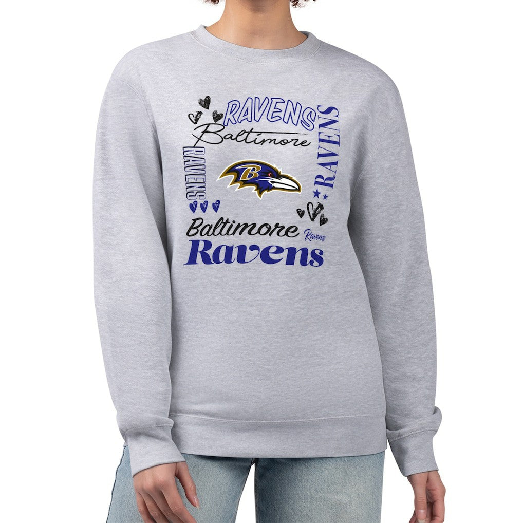 Baltimore Ravens G-III 4Her by Carl Banks Women's Collage Graphic Fleece Pullover Sweatshirt Heather Gray | NFL