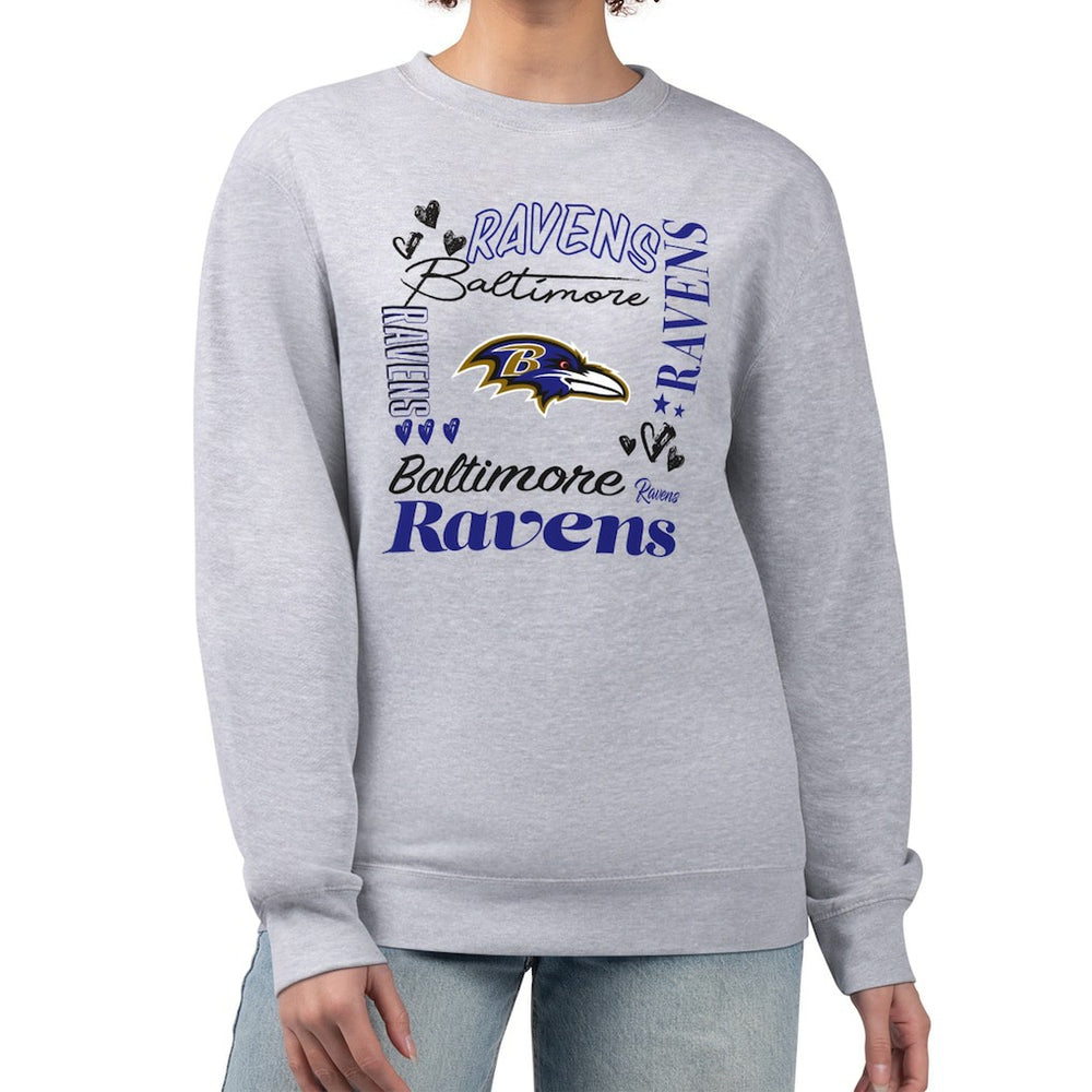 Baltimore Ravens G-III 4Her by Carl Banks Women's Collage Graphic Fleece Pullover Sweatshirt Heather Gray | NFL