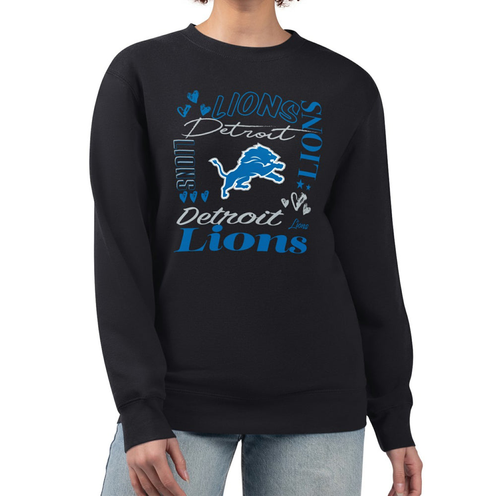 Detroit Lions G-III 4Her by Carl Banks Women's Collage Graphic Fleece Pullover Sweatshirt Black | NFL