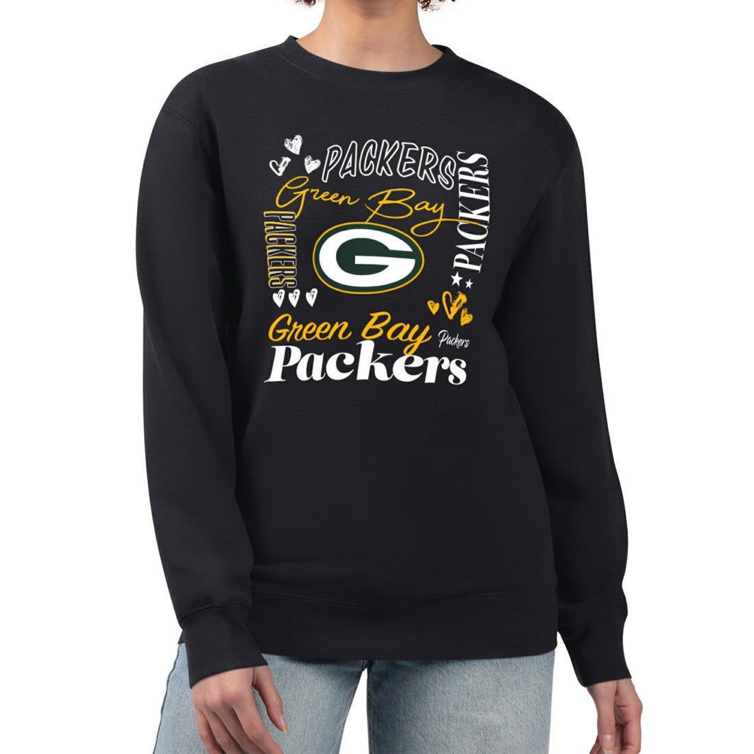 Green Bay Packers G-III 4Her by Carl Banks Women's Collage Graphic Fleece Pullover Sweatshirt Black | NFL