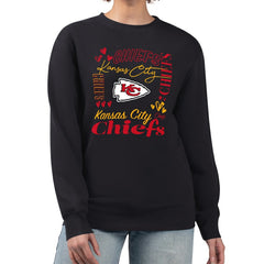 Kansas City Chiefs G-III 4Her by Carl Banks Women's Collage Graphic Fleece Pullover Sweatshirt Black | NFL