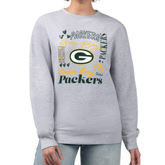 Green Bay Packers G-III 4Her by Carl Banks Women's Collage Graphic Fleece Pullover Sweatshirt Heather Gray | NFL