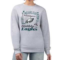 Philadelphia Eagles G-III 4Her by Carl Banks Women's Collage Graphic Fleece Pullover Sweatshirt Heather Gray | NFL