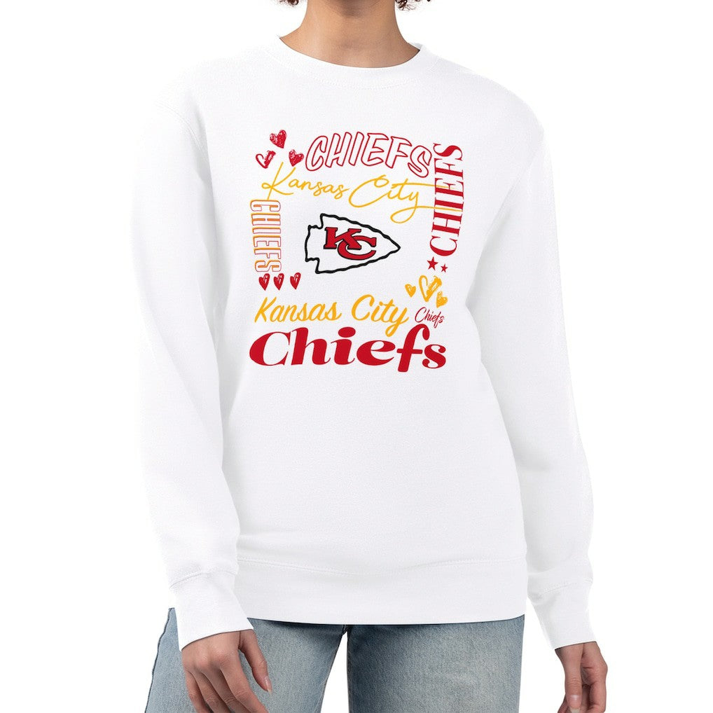 Kansas City Chiefs G-III 4Her by Carl Banks Women's Collage Graphic Fleece Pullover Sweatshirt White | NFL