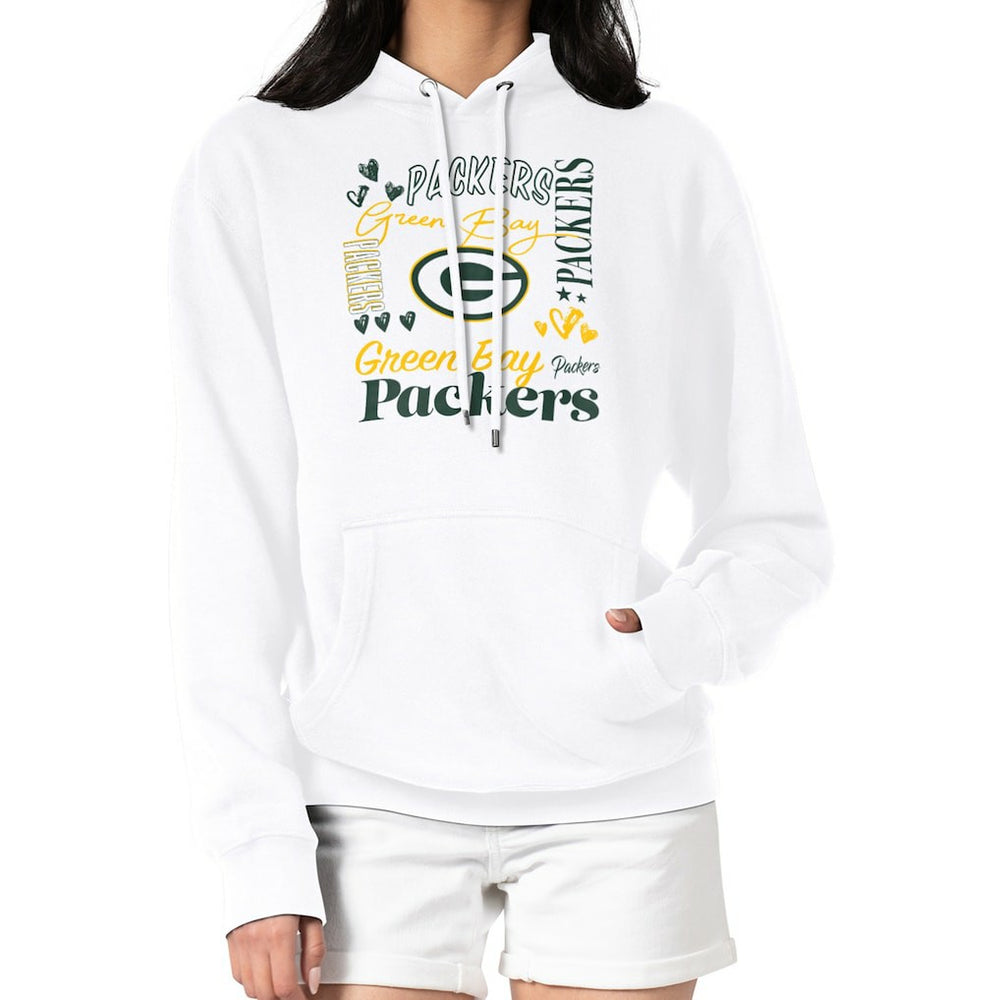 Green Bay Packers G-III 4Her by Carl Banks Women's Collage Graphic Fleece Pullover Hoodie White | NFL
