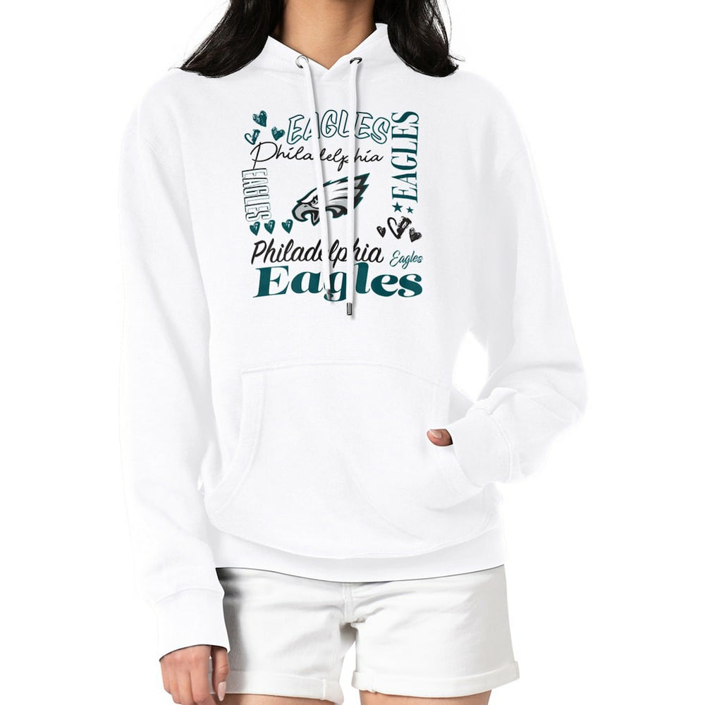 Philadelphia Eagles G-III 4Her by Carl Banks Women's Collage Graphic Fleece Pullover Hoodie White | NFL