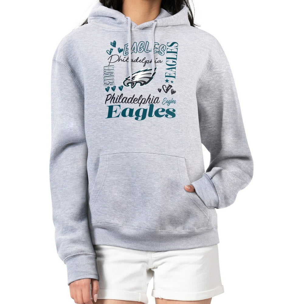 Philadelphia Eagles G-III 4Her by Carl Banks Women's Collage Graphic Fleece Pullover Hoodie Heather Gray | NFL