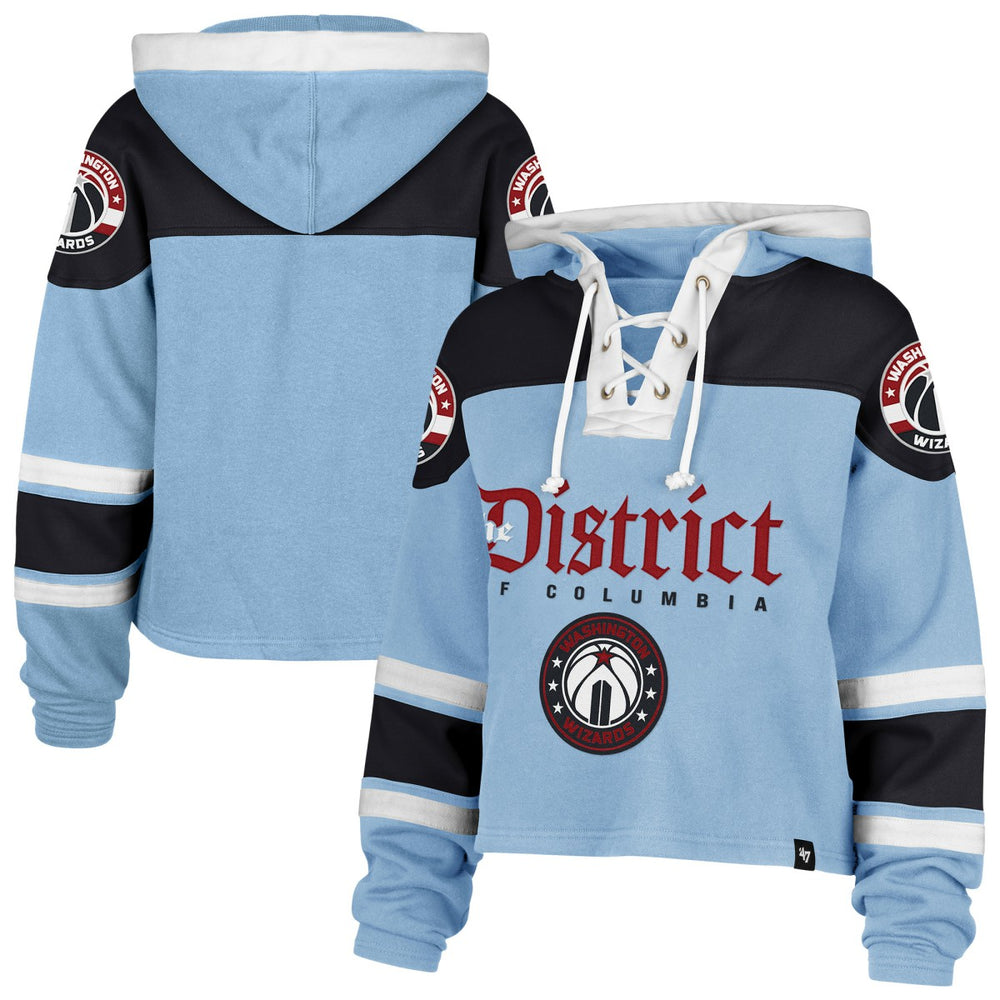 Washington Wizards '47 Women's 2024/25 City Edition Superior Cropped Lace-Up Pullover Hoodie Light Blue - NBA