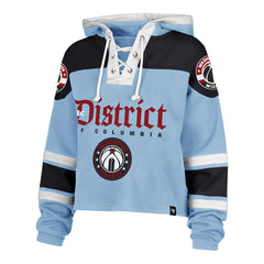 Washington Wizards '47 Women's 2024/25 City Edition Superior Cropped Lace-Up Pullover Hoodie Light Blue - NBA