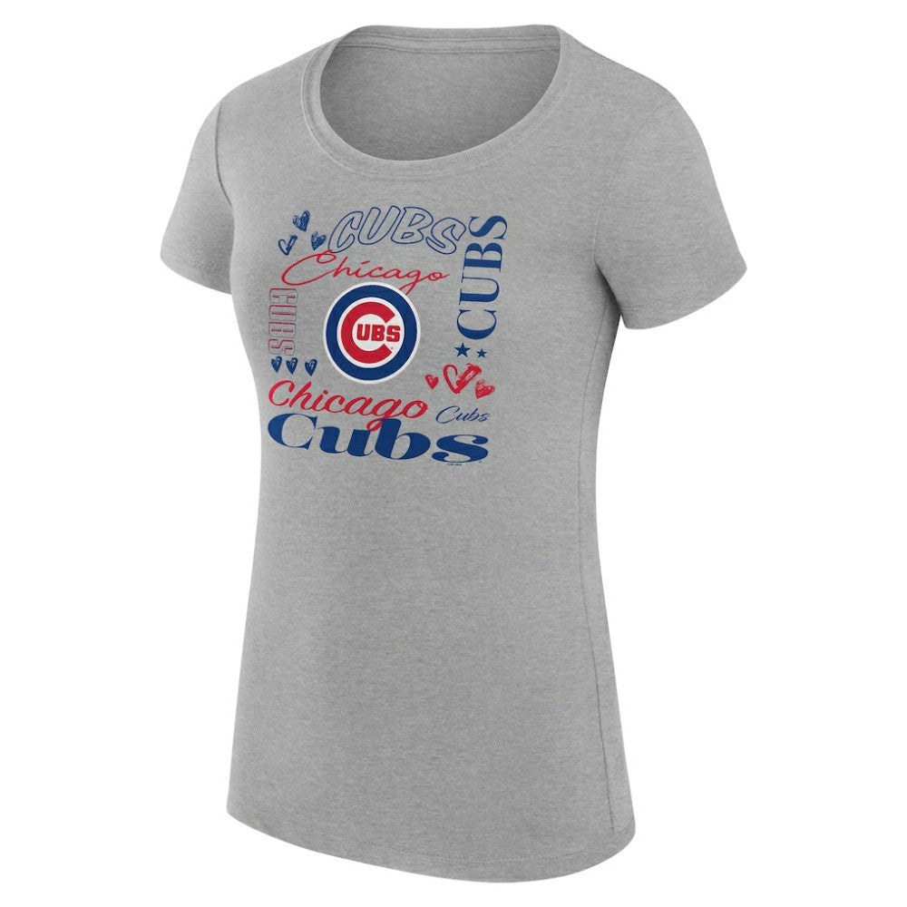 Chicago Cubs G-III 4Her by Carl Banks Women's Super-Slim Fit Lightweight Collage Team Graphic Crew Neck T-Shirt - MLB
