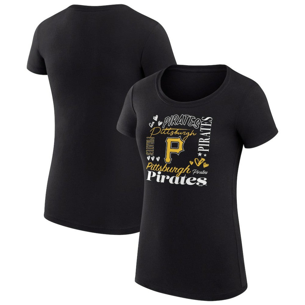 Pittsburgh Pirates G-III 4Her by Carl Banks Women's Super-Slim Fit Lightweight Collage Team Graphic Crew Neck T-Shirt - MLB
