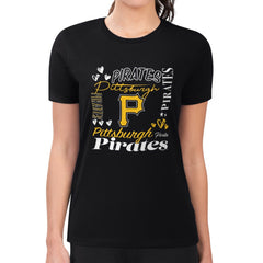Pittsburgh Pirates G-III 4Her by Carl Banks Women's Super-Slim Fit Lightweight Collage Team Graphic Crew Neck T-Shirt - MLB
