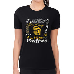 San Diego Padres G-III 4Her by Carl Banks Women's Super-Slim Fit Lightweight Collage Team Graphic Crew Neck T-Shirt - MLB