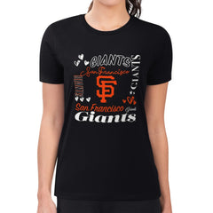 San Francisco Giants G-III 4Her by Carl Banks Women's Super-Slim Fit Lightweight Collage Team Graphic Crew Neck T-Shirt - MLB