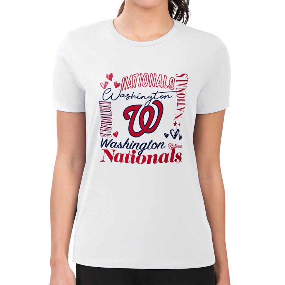 Washington Nationals G-III 4Her by Carl Banks Women's Super-Slim Fit Lightweight Collage Team Graphic Crew Neck T-Shirt - MLB