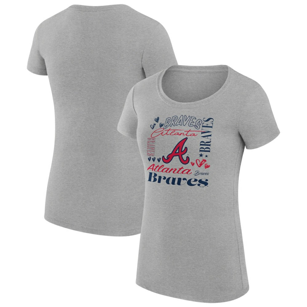 Atlanta Braves G-III 4Her by Carl Banks Women's Super-Slim Fit Lightweight Collage Team Graphic Crew Neck T-Shirt - MLB