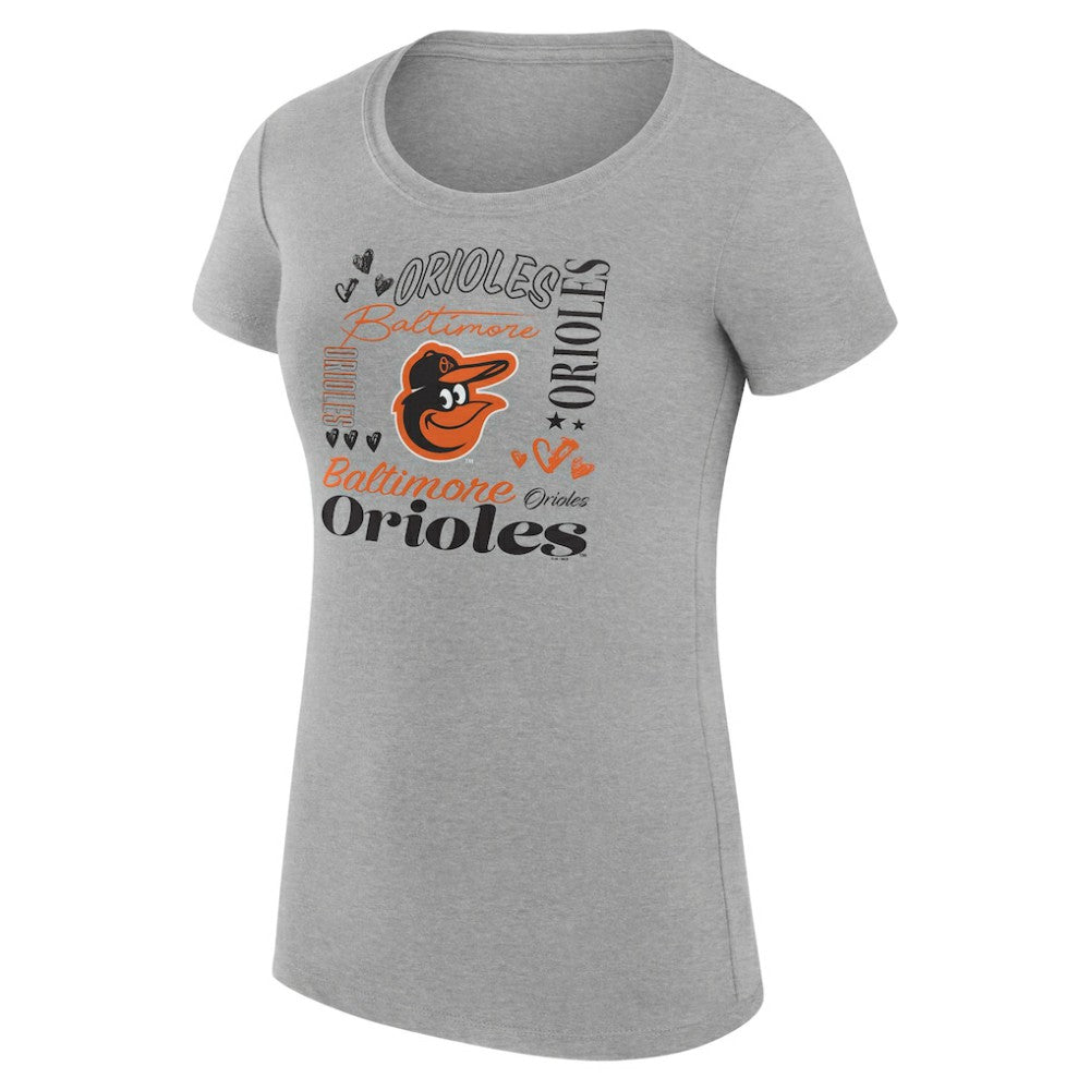 Baltimore Orioles G-III 4Her by Carl Banks Women's Super-Slim Fit Lightweight Collage Team Graphic Crew Neck T-Shirt - MLB