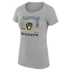 Milwaukee Brewers G-III 4Her by Carl Banks Women's Super-Slim Fit Lightweight Collage Team Graphic Crew Neck T-Shirt - MLB