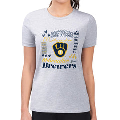 Milwaukee Brewers G-III 4Her by Carl Banks Women's Super-Slim Fit Lightweight Collage Team Graphic Crew Neck T-Shirt - MLB