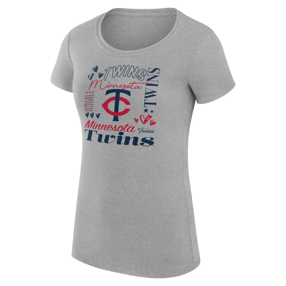 Minnesota Twins G-III 4Her by Carl Banks Women's Super-Slim Fit Lightweight Collage Team Graphic Crew Neck T-Shirt - MLB