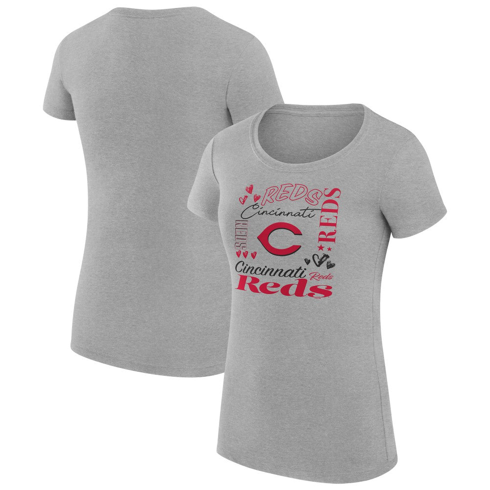 Cincinnati Reds G-III 4Her by Carl Banks Women's Super-Slim Fit Lightweight Collage Team Graphic Crew Neck T-Shirt - MLB
