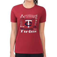 Minnesota Twins G-III 4Her by Carl Banks Women's Super-Slim Fit Lightweight Collage Team Graphic Crew Neck T-Shirt - MLB