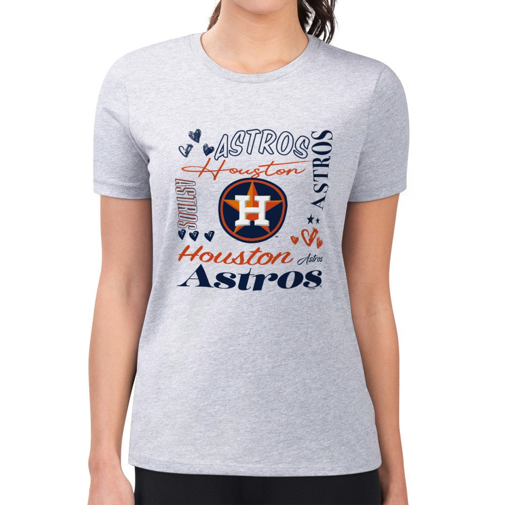 Houston Astros G-III 4Her by Carl Banks Women's Super-Slim Fit Lightweight Collage Team Graphic Crew Neck T-Shirt - MLB