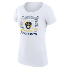 Milwaukee Brewers G-III 4Her by Carl Banks Women's Super-Slim Fit Lightweight Collage Team Graphic Crew Neck T-Shirt - MLB