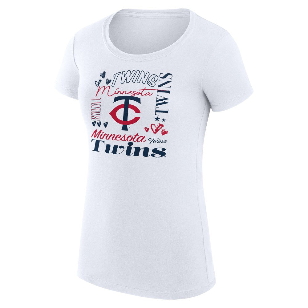 Minnesota Twins G-III 4Her by Carl Banks Women's Super-Slim Fit Lightweight Collage Team Graphic Crew Neck T-Shirt - MLB