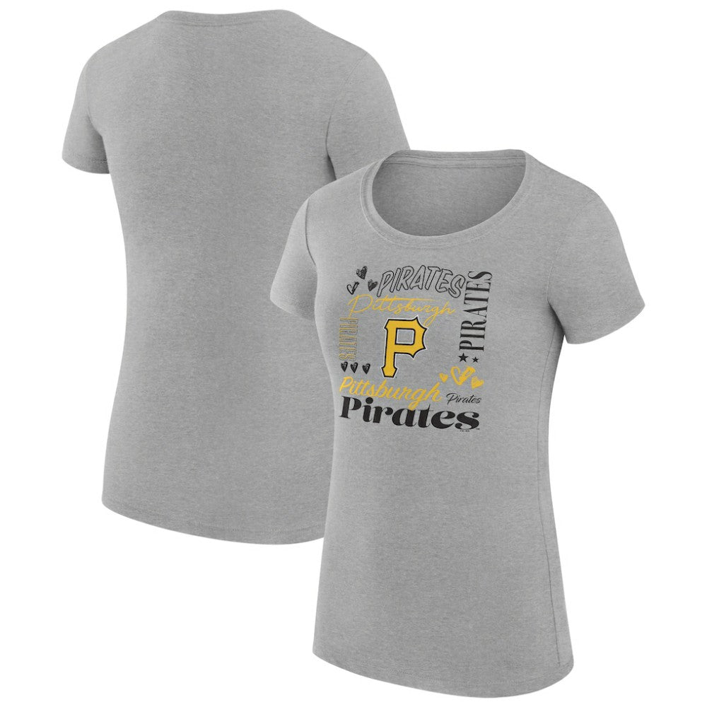 Pittsburgh Pirates G-III 4Her by Carl Banks Women's Super-Slim Fit Lightweight Collage Team Graphic Crew Neck T-Shirt - MLB