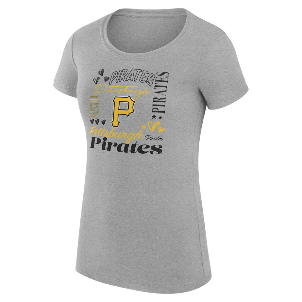 Pittsburgh Pirates G-III 4Her by Carl Banks Women's Super-Slim Fit Lightweight Collage Team Graphic Crew Neck T-Shirt - MLB
