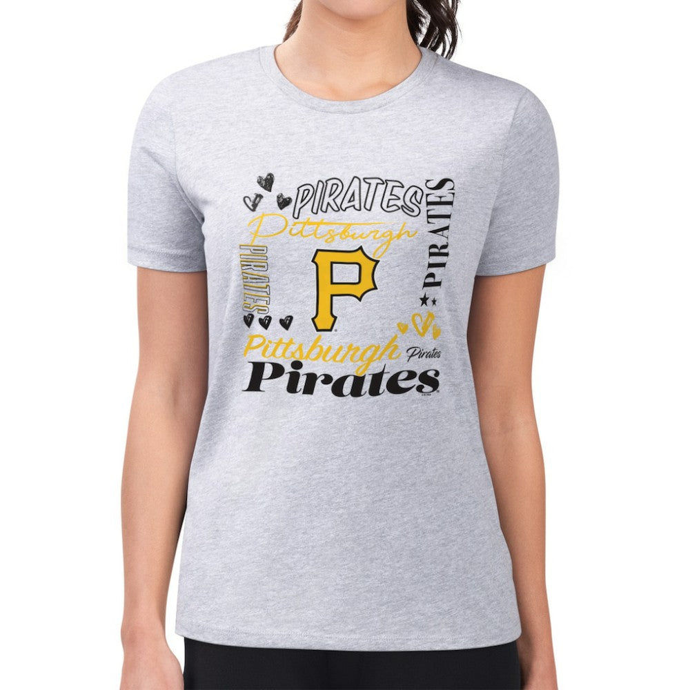 Pittsburgh Pirates G-III 4Her by Carl Banks Women's Super-Slim Fit Lightweight Collage Team Graphic Crew Neck T-Shirt - MLB