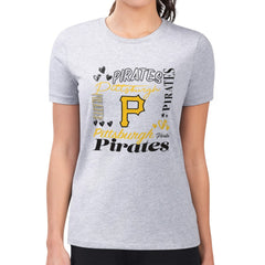 Pittsburgh Pirates G-III 4Her by Carl Banks Women's Super-Slim Fit Lightweight Collage Team Graphic Crew Neck T-Shirt - MLB