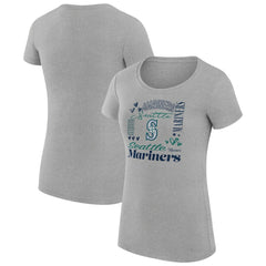Seattle Mariners G-III 4Her by Carl Banks Women's Super-Slim Fit Lightweight Collage Team Graphic Crew Neck T-Shirt - MLB