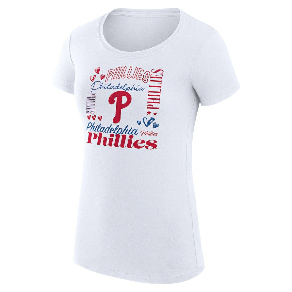 Philadelphia Phillies G-III 4Her by Carl Banks Women's Super-Slim Fit Lightweight Collage Team Graphic Crew Neck T-Shirt - MLB