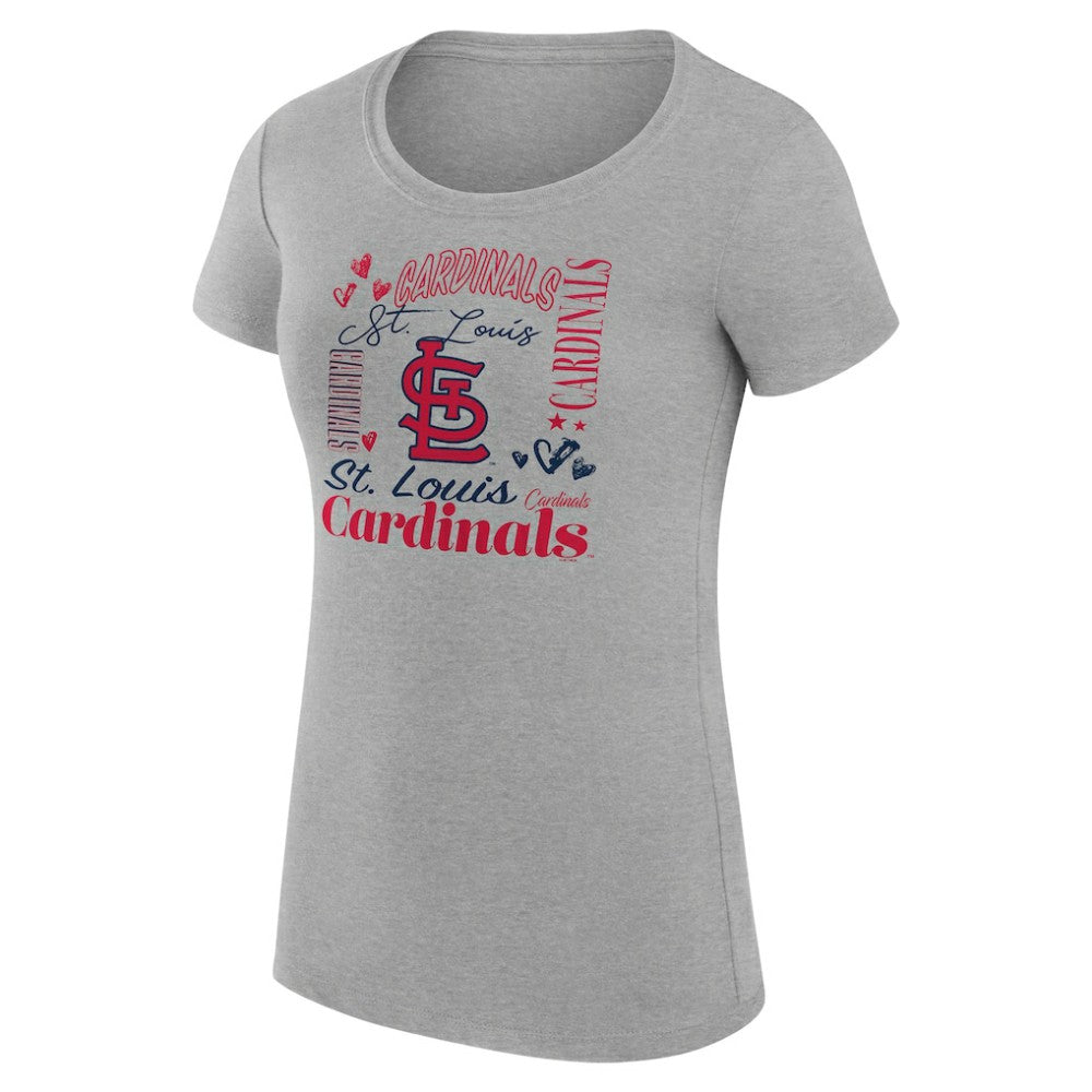 St. Louis Cardinals G-III 4Her by Carl Banks Women's Super-Slim Fit Lightweight Collage Team Graphic Crew Neck T-Shirt - MLB