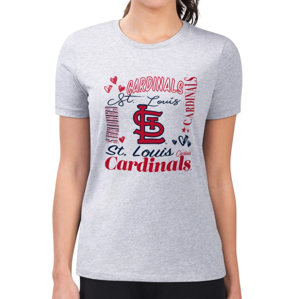 St. Louis Cardinals G-III 4Her by Carl Banks Women's Super-Slim Fit Lightweight Collage Team Graphic Crew Neck T-Shirt - MLB