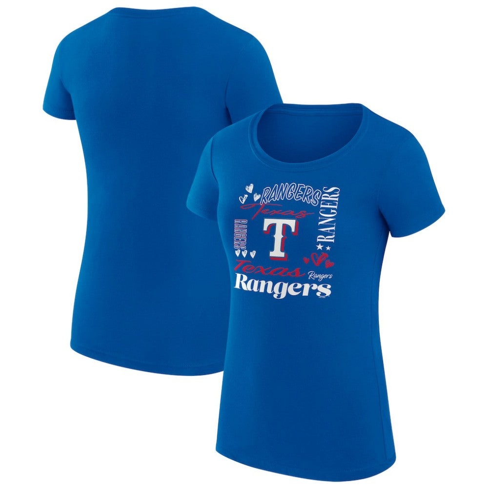 Texas Rangers G-III 4Her by Carl Banks Women's Super-Slim Fit Lightweight Collage Team Graphic Crew Neck T-Shirt - MLB